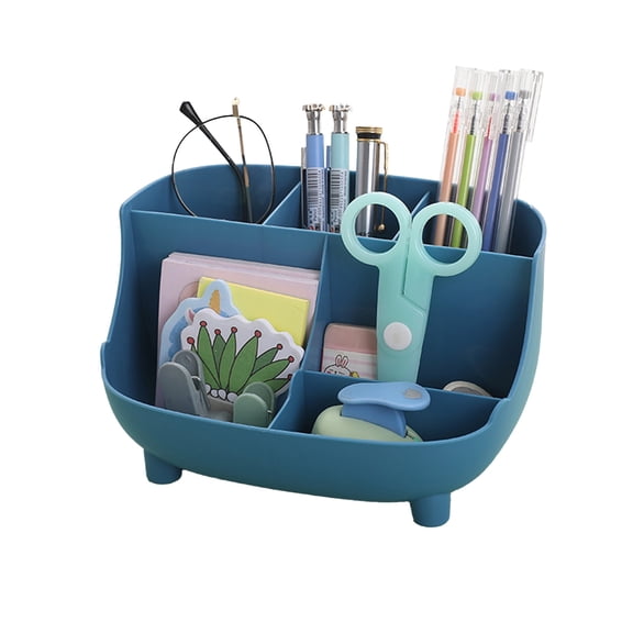 Desk Organizer, Multi-Functional Pen Holder for Desk, Cosmetics Storage,Accessories with 5 Compartments for Office home Art Supplies (Blue)
