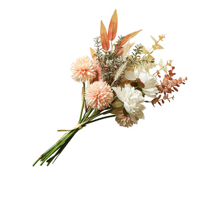 Bewildely Adorno de flores secas artificiales, ramo de flores de seda, peonía, decoración nupcial de otoño para la decoración del festival de Decoración del hogar