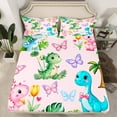 thumbnail image 2 of Homewish Cartoon Animal Dinosaur 3pcs Twin Sheet Sets for Kids Children Teens,Flowers Butterflies Twin Fitted Sheet,Dreamy Princess Breathable Flat Sheet,Luxury Bedroom Decor, 2 of 7