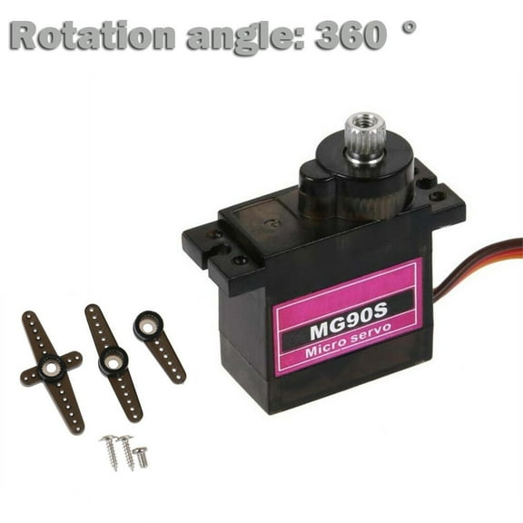 HOARBOEG 1Pcs Mg90S Micro Metal Gear 9G Servo for Rc Plane Helicopter Boat Car 360°4.8V- 6V