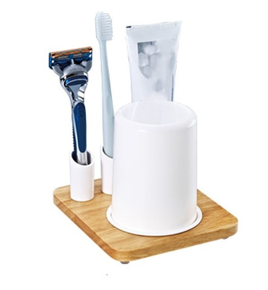 Premium Bathroom Toothbrush Holder Wall Mounted Toothpaste Cup and Razor Holder 