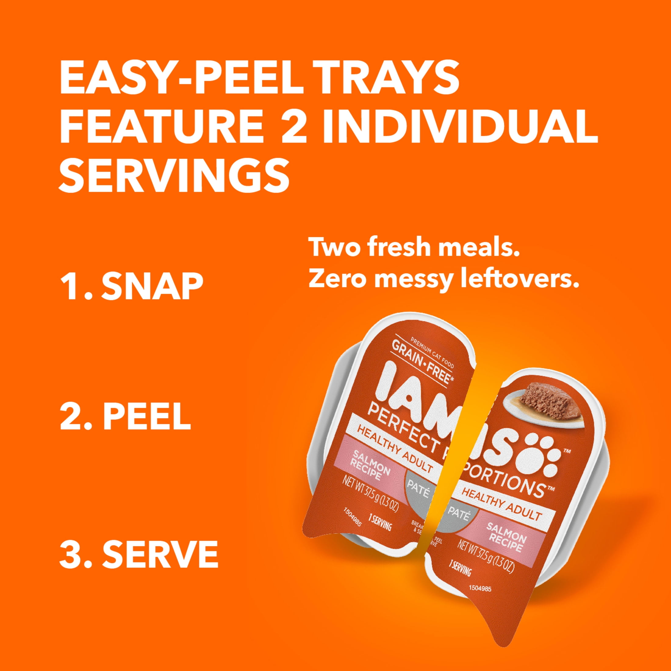 (2 pack) Iams Perfect Portions Pate Salmon Recipe Healthy Adult Cat Food, 2.6 Oz Twin-Pack Tray