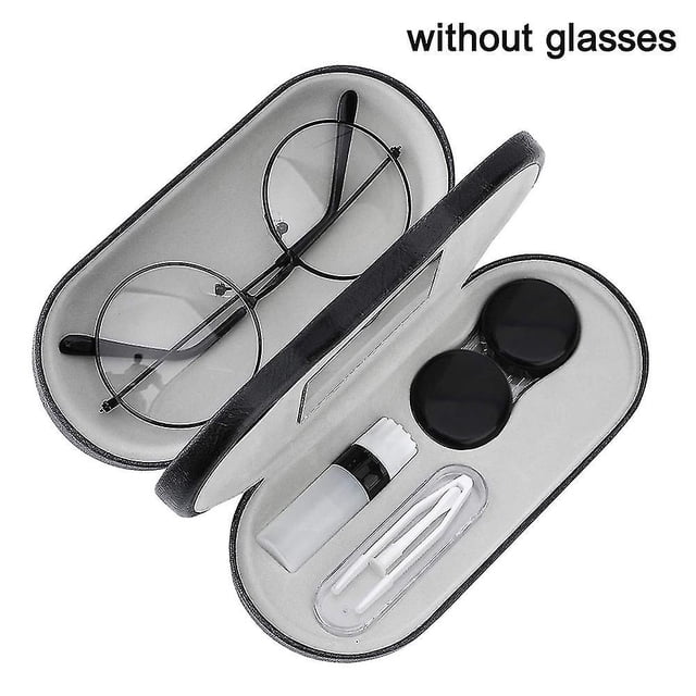 Estuche doble para gafas, estuche para lentes de contacto 2 en 1, contenedor portátil de doble cara para lentes de contacto