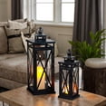 thumbnail image 6 of Set of 2 Deacorative Candle Lantern 20'' & 11'' High Metal Candle Holder Hanging Lanterns with Tempered Glass Perfect for Indoor Outdoor, 6 of 6