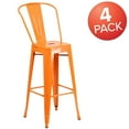 thumbnail image 4 of Commercial Grade 4 Pack 30" High Orange Metal Indoor-Outdoor Barstool with Back, 4 of 9