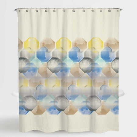Geometric Multi Color Hexa Water Repellent Shower Curtain 72 X 72