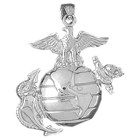 18K White Gold Marine Corps Logo Pendant - 40 mm