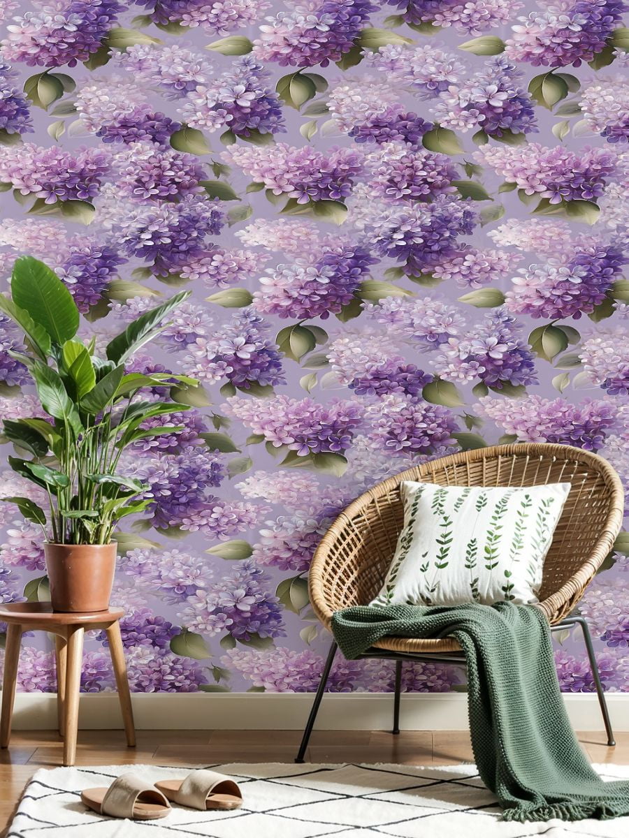 Flower Peel and Stick Wallpaper 17.7in x 9.8ft Lilac Floral Purple White Blossoms Soft Lavender Contact Paper Vinyl Waterproof Self Adhesive Wall Paper for Bedroom Shelf Cabinet Renter Friendly