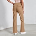 thumbnail image 7 of Womens High Waisted Yoga Pants Straight Leg Leggings Petite Regular, Side Pockets, Slim Fit, Solid Color, Women's Yoga Legging, Bell Bottom,Work Lounge Daily, 7 of 7