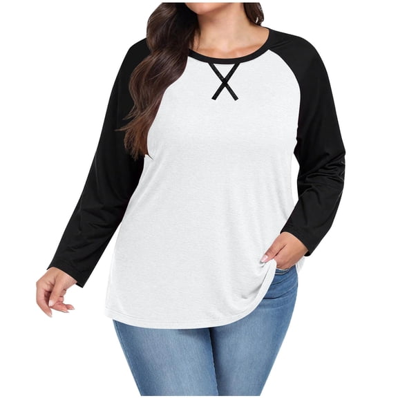 Kayuo Womens Plus Size Tops Crewneck Long Sleeve T Shirts Fall Winter Basic Tee Shirts Loose Casual Blouses Fall Tunics