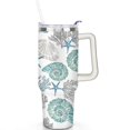 thumbnail image 2 of 40oz Cute Colorful Starfish Stainless Steel Flip Straw Tumbler Spill Proof Travel Cup Double Wall Vacuum Insulated Coffee Mug with Top Handle, 2 of 6