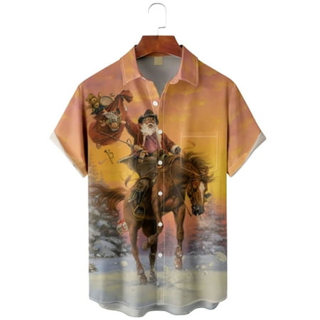 

MLFU Men Christmas Button Up Hawaiian Shirts Quick Dry Soft Apparel for Toddler Adults