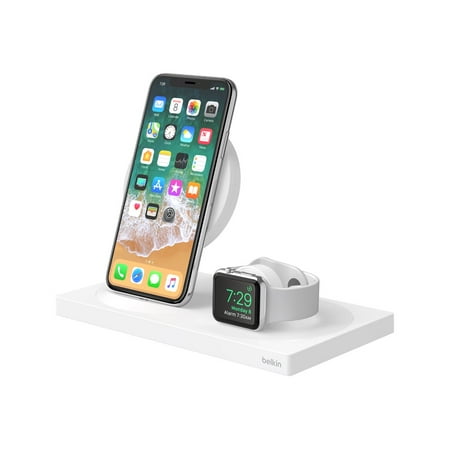 Belkin BOOST UP Wireless Charging Dock - Wireless charging stand + AC power adapter (USB) - certified Used - white - for Apple iPhone 8, 8 Plus, X; Watch