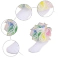 thumbnail image 5 of enyan Girls Lace Ruffle Socks Double Frilly Princess Style Dress Socks Toddler Turn Cuff Socks Baby Ankle Socks (White,6-12 Months), 5 of 7