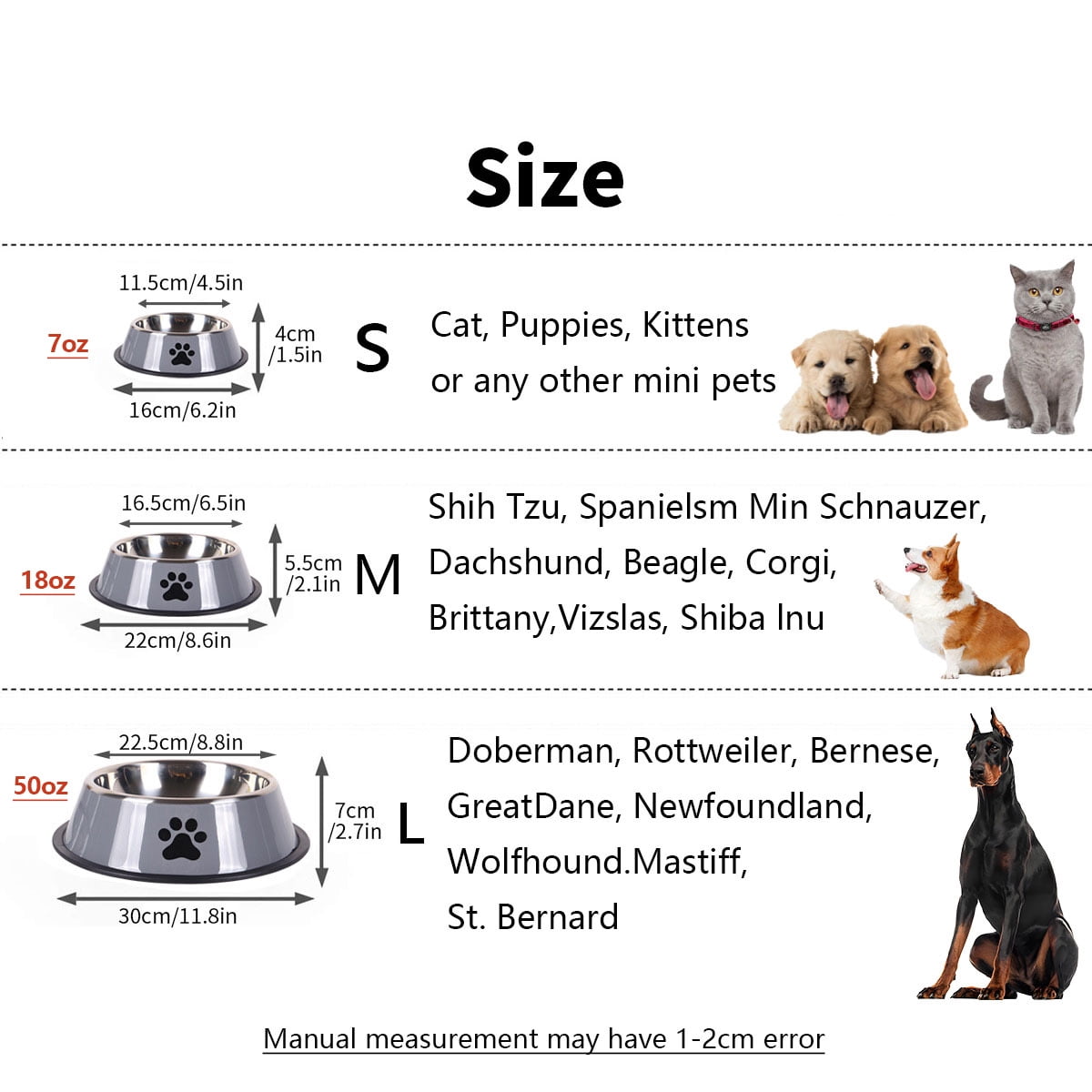BLRTUN 2-Pack Stainless Steel Dog Bowls Set, Non-Slip Stackable Food & Water Dishes for Pets Gray-50oz(6cups)