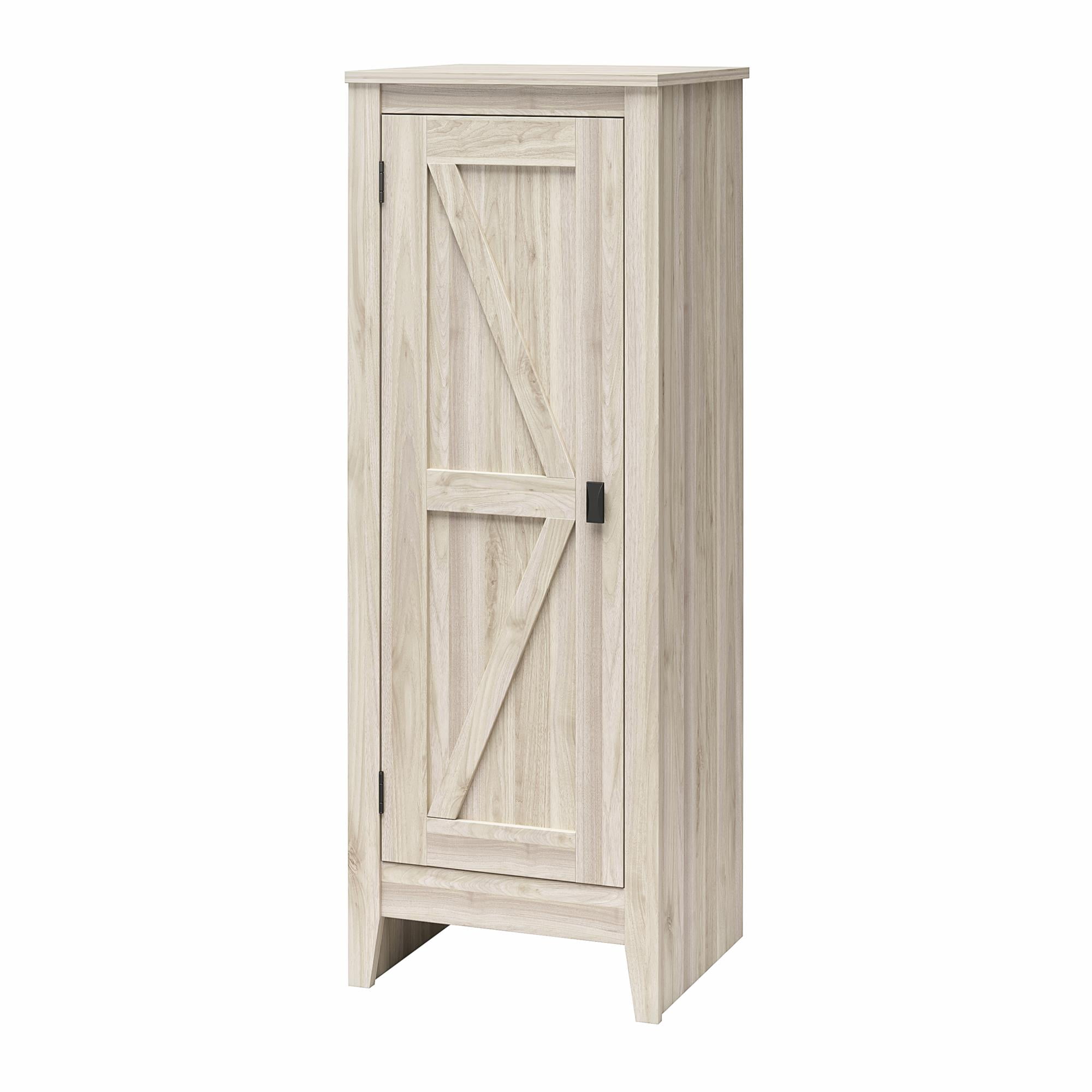 Woven Paths Scandi Farmhouse Storage Cabinet, Light Walnut