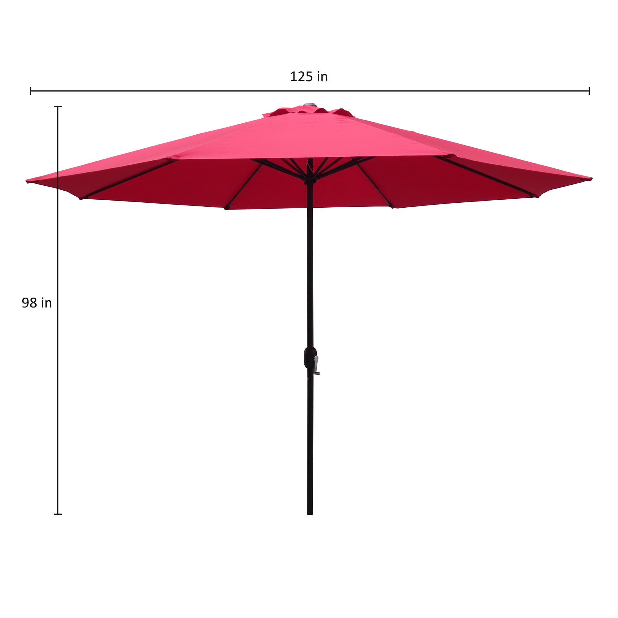 Abble 11FT Outdoor Patio Umbrella with Crank Handle, Market Umbrella with 8 Sturdy Umbrella Ribs, Waterproof for Garden Deck Backyard Pool, Red