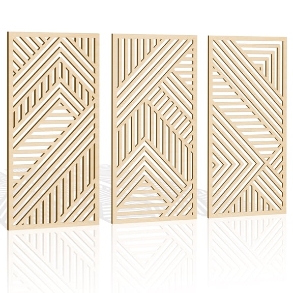 16x32 Inch Boho Wood wall art,Geometric wood wall decor set of 3 wooden modern home decor for living room bedroom and office.