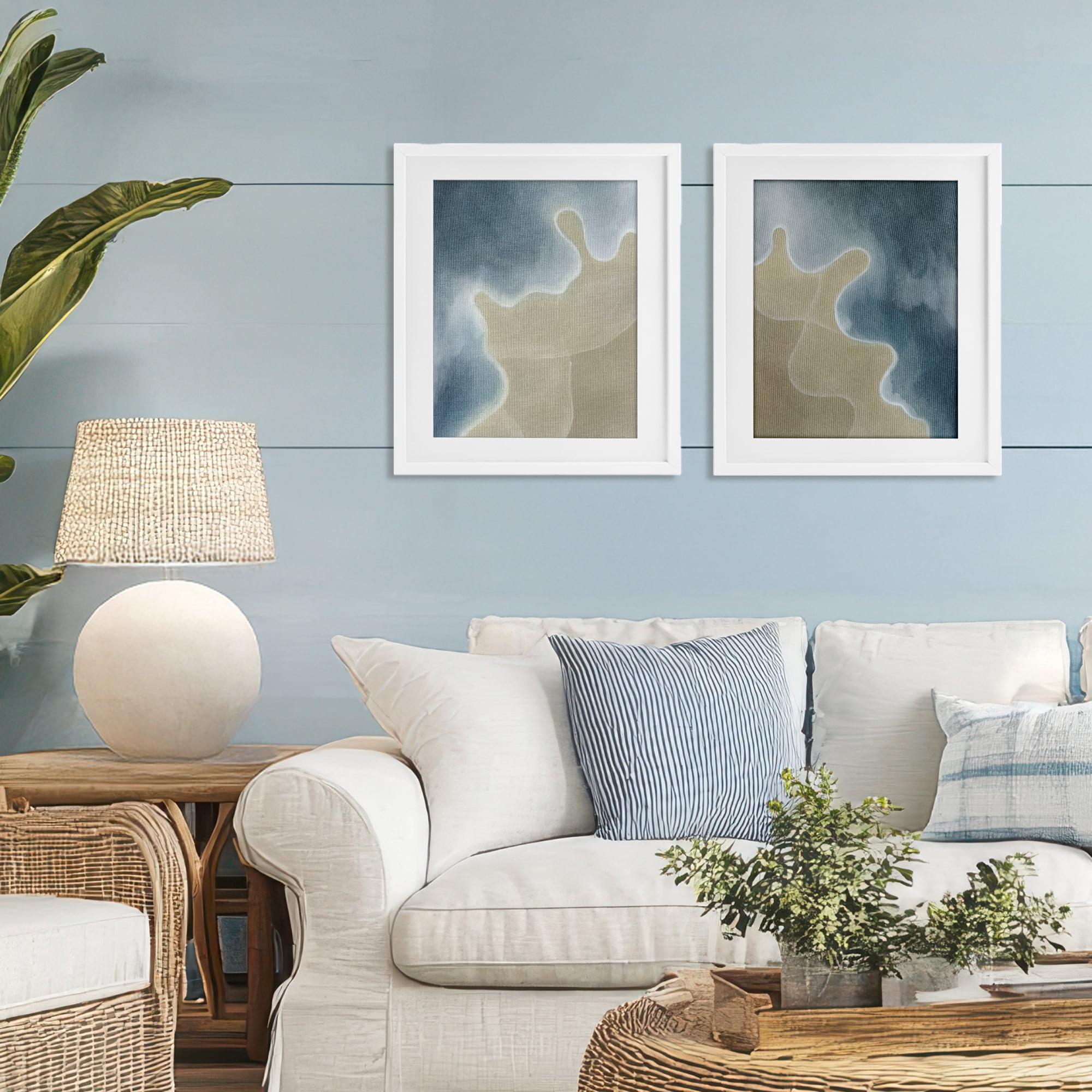 Stupell Industries Aerial Turning The Tides 2 Piece White Framed Print Under Glass Set, design by Grace Popp
