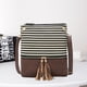 thumbnail image 4 of Bolso bandolera de PU con costuras a rayas blancas y negras Café, 4 of 5