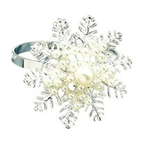 Cheapark Gold & Silver Pearl Snowflake Napkin Rings - Hollow Elegant Decor for Holiday Dinners, Weddings & Christmas Table Settings