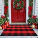 thumbnail image 1 of Alfombra KOZYFLY Buffalo Plaid 70x110 cm de algodón rojo y negro, 1 of 8