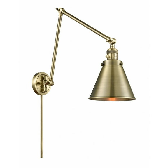 238-AB-M13-AB Innovations Lighting Appalachian - 1 Light Double Extension Swing Arm Wall Sconce In Traditional Style-30 Inches Tall and 8 Inches