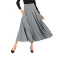 thumbnail image 7 of Womens Clearance asdoklhq Womens Plus Size Clearance Dresses Under $15Women Solid Color High Waist Pleated A Line Long Skirt Front Slit Belted Maxi, 7 of 7