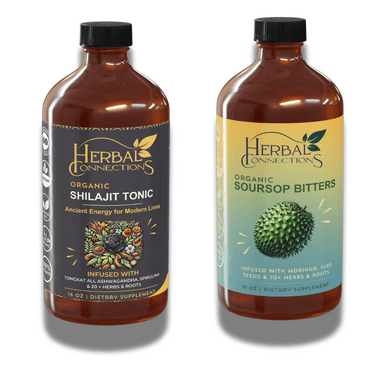 Herbal Connections Soursop Bitters   Shilajit Tonic - 16oz Organic Detox & Energy Supplement