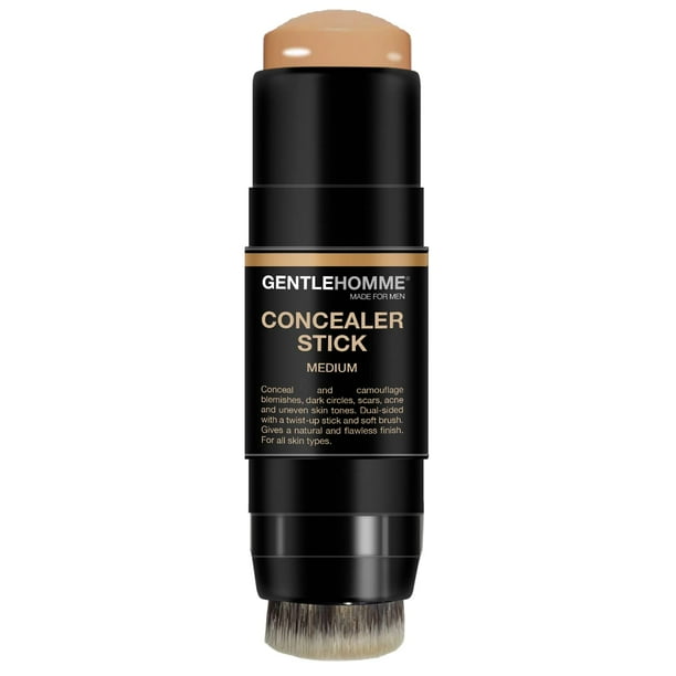 Corrector en barra con cepillo para hombres - Borrador de ojeras - Corrector multiusos para hombres - Lápiz corrector de total de doble cara con cepillo suave - Maquillaje de edificable - Todo tip