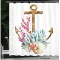 thumbnail image 4 of Ambesonne Colorful Shower Curtain, Anchor Corals Seaweed, 69"Wx84"L, Caramel Multicolor, 4 of 5