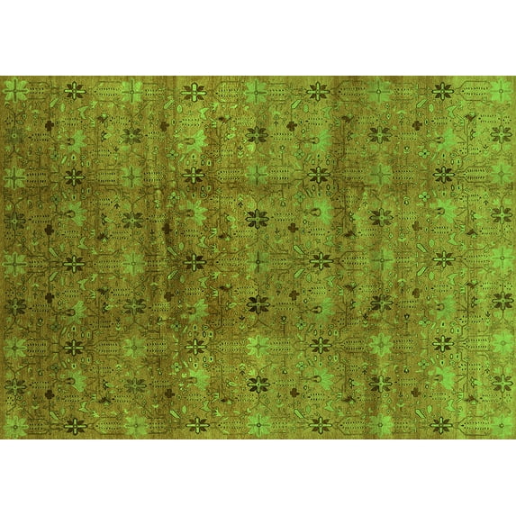 Ahgly Company Indoor Rectangle Oriental Green Industrial Area Rugs, 3' x 5'