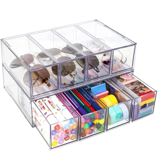 Organizador de Escritorio FODIENS con 8 Cajones Apilables Paquete de 2