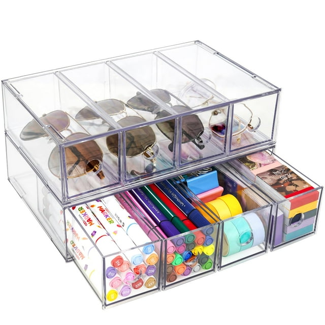 Organizador de Escritorio FODIENS con 8 Cajones Apilables Paquete de 2