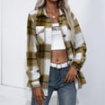 thumbnail image 1 of Camisa a cuadros para mujer, con botones, de mezcla de lana, chaqueta fina, blusa informal de manga larga con bolsillo$Camisa con capucha a cuadros para mujer, blusa a cuadros para mujer,, 1 of 2