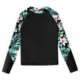 thumbnail image 3 of Zaldita Girls Long Sleeve Rash Guard Tops with Elastic Waistband Shorts Quick Dry Swimsuit Black 8, 3 of 6
