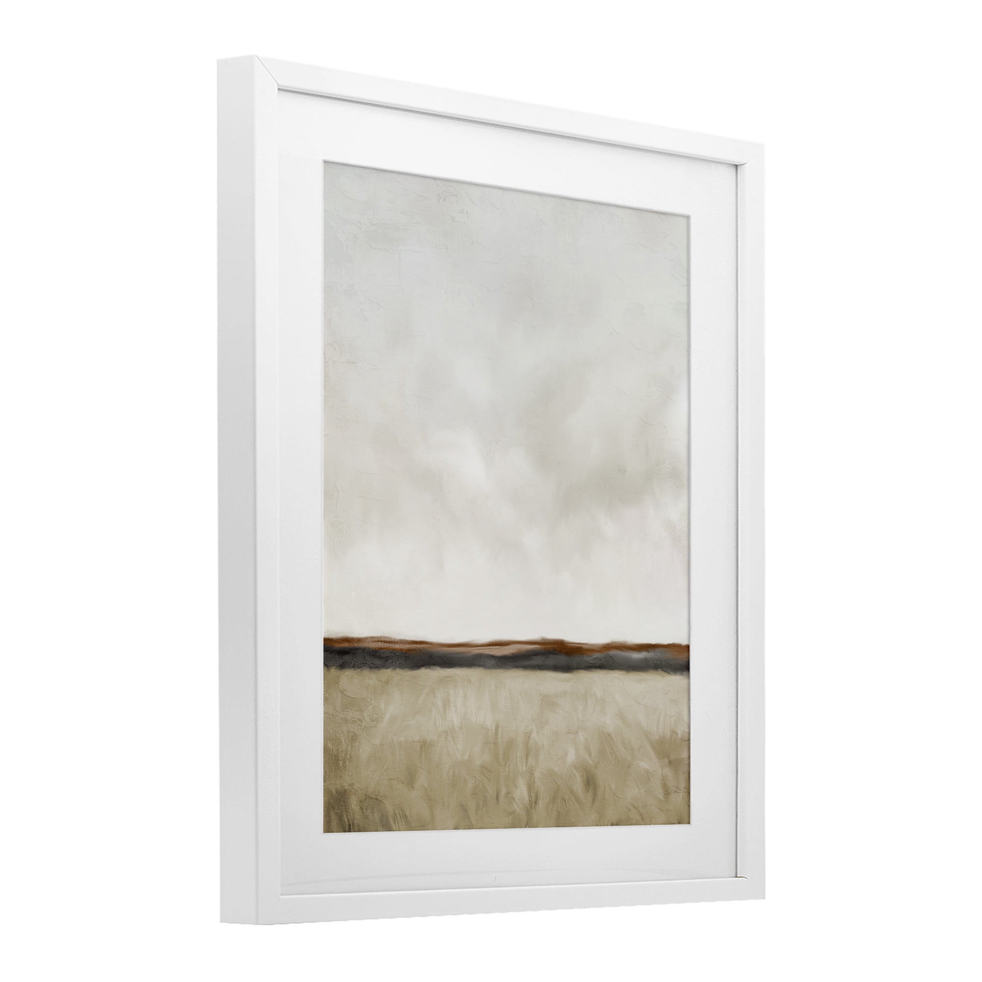 Stupell Industries Distant View in Neutrals White Framed Print Under Glass, design by Kim Allen