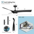 thumbnail image 2 of 52" Black Ceiling Fan with Lights Remote Control 3CCT Dimmable 7 Speeds Reversible Noiseless Modern Dc Motor Ceiling Fan for Kitchen, Living Room, Farmhouse, Patios, Outdoor Indoor, 2 of 8