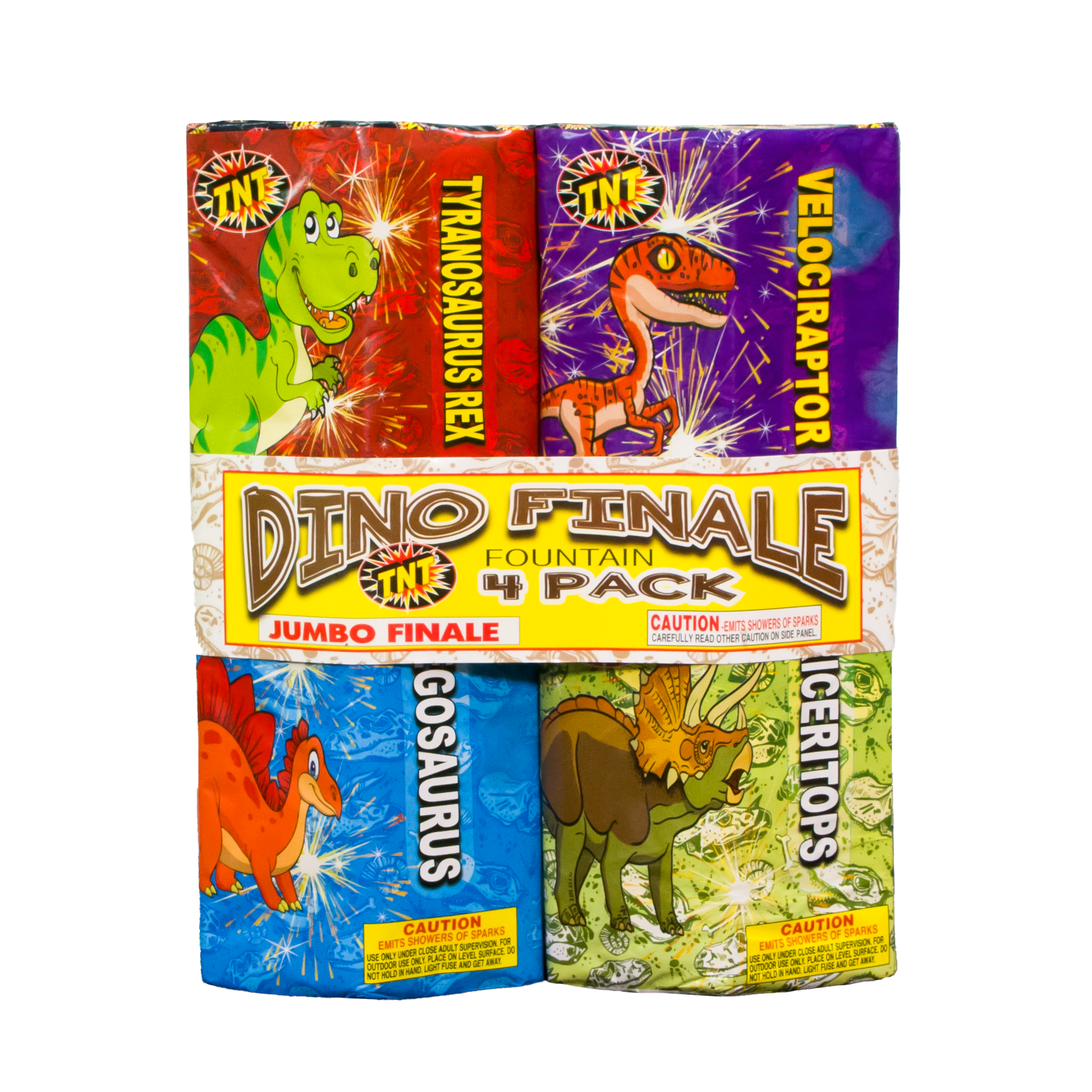 TNT Fireworks, Dino Finale 4 Pack , Ground Based Fountains, Any