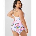 thumbnail image 4 of Tankini Trasparente de Pañuelo de Estampado de Mariposa en Talla Extra Rosegal Blusas Tallas Grandes, 4 of 5