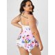 thumbnail image 4 of Tankini Trasparente de Pañuelo de Estampado de Mariposa en Talla Extra Rosegal Blusas Tallas Grandes, 4 of 5