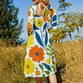thumbnail image 5 of Bold Floral Vibrant Pattern Design Sweetheart Knot Flared Dress Fashion Design Large Size Loose Dress Spring Summer Women Dress, 5 of 9