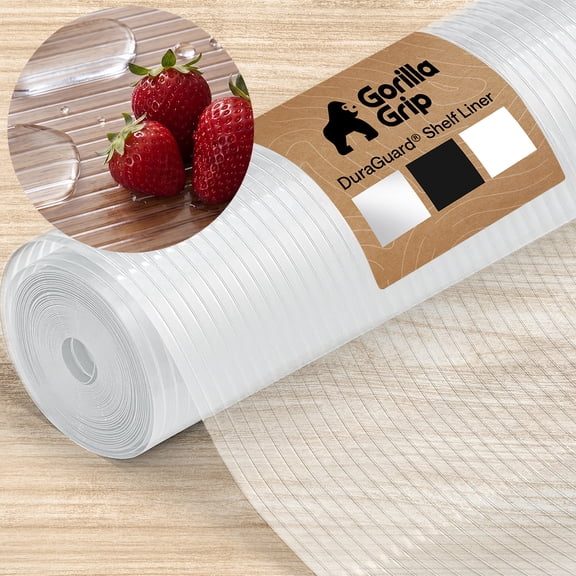 GORILLA GRIP Shelf Liner, DuraGuard Ribbed Waterproof Drawer, Cabinet Protection, 20x20, Clear