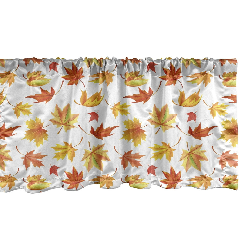 Autumn Window Valance, Demonstration of Fallen Maple Leaves on a Plain ...