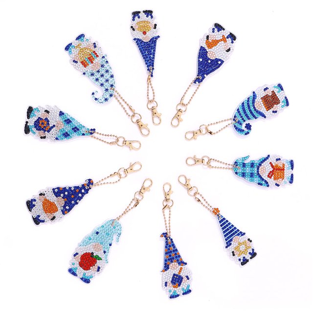 Cuadros Decorativos Juego de llavero con pintura de diamante de 10 Uds. accesorios para bolso de mujer DIY Gnome (YSK129) Tmvgtek embutido en tela