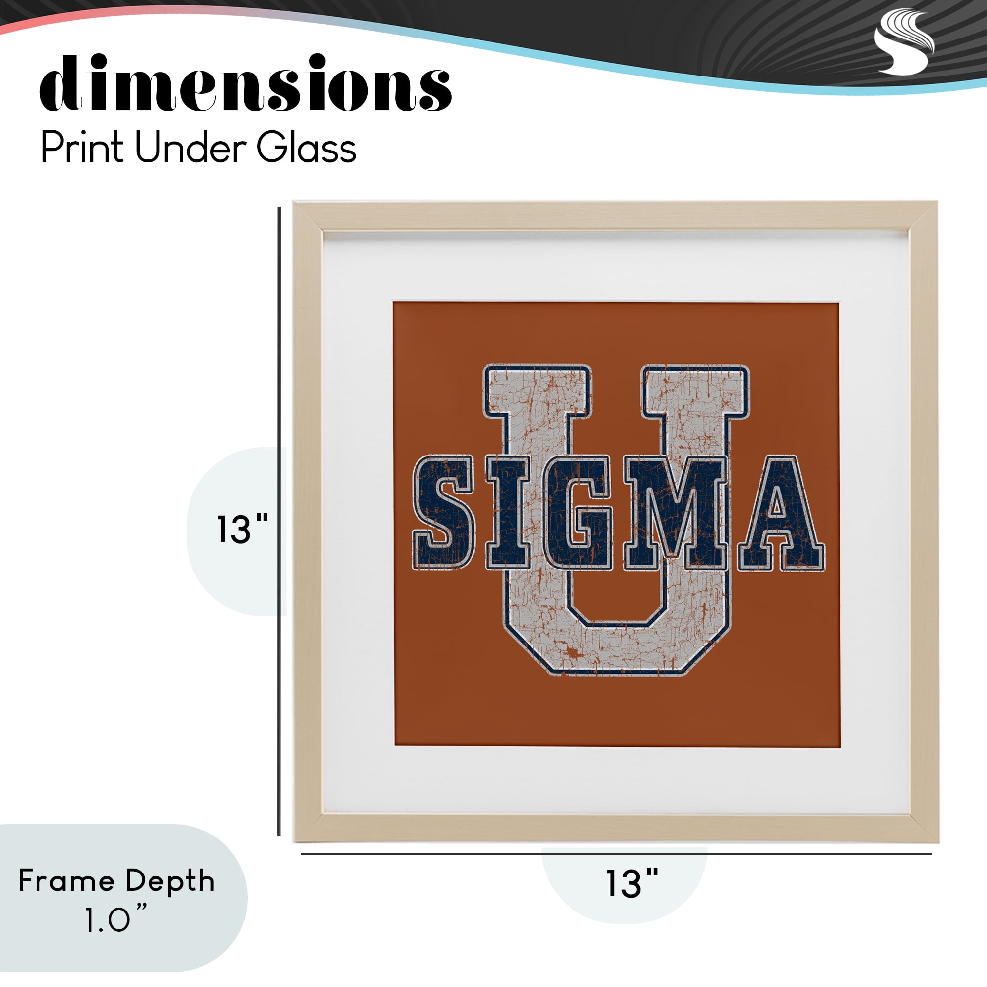 Stupell Industries Sigma University on Brown Birch Framed Print Under Glass, design by Grotto Studios