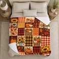 thumbnail image 5 of Rustic Pumpkin Sunflower Patchwork Harvest Farmhouse, Cozy Friendship Quote Scene, Warm Flannel Blanket for Ranch House and Living Room, Art Lovers Thanksgiving Gift, Festive Home Decor, 5 of 9