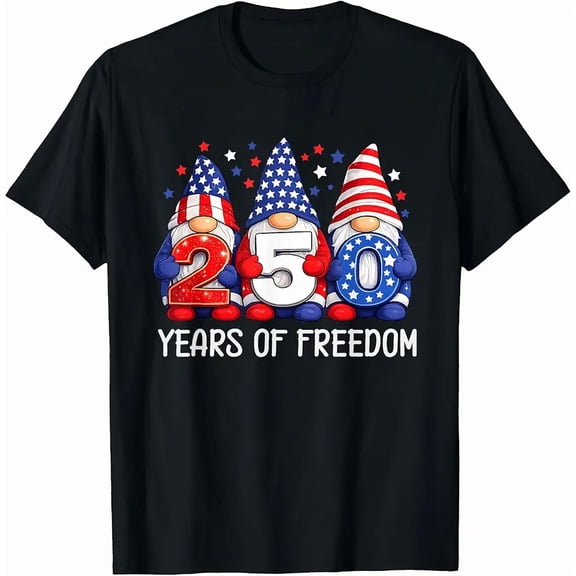 Unisex Patriotic American Flag 250 Years Freedom Gnomes T-Shirt
