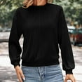 thumbnail image 4 of Dxzfnsa Womens Tops Trendy Dressy Casual Long Sleeve Shirts Crewneck Basic T Shirts Solid Loose Textured Outfits Blouses, 4 of 6