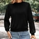 thumbnail image 3 of Ailaofu Womens Tops Trendy Dressy Casual Long Sleeve Crewneck Basic T Shirts Solid Loose Textured Blouses Outfits, 3 of 4